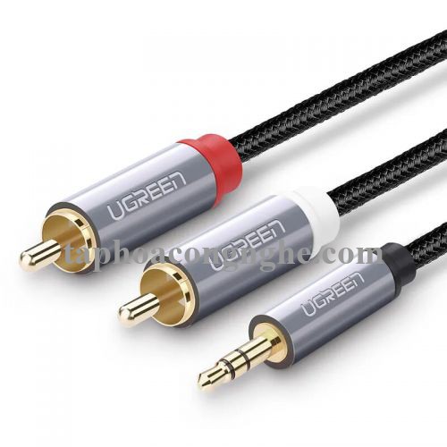 Ugreen 40844 3M màu Đen Cáp âm thanh 2 đầu Bông sen sang 3.5mm Dương đầu bọc nhôm mạ vàng AV135 30040844